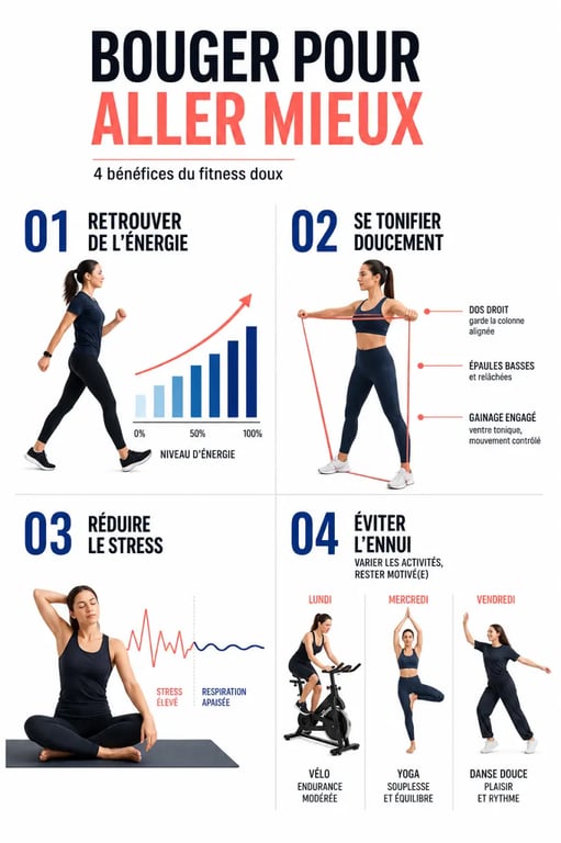 Bien-être & Fitness : quatre façons de pratiquer selon son besoin, énergie, tonification, réduction du stress et motivation