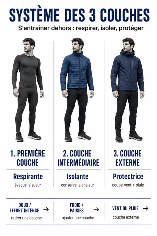 Comment choisir ses vêtements de sport pour optimiser ses entraînements : système 3 couches pour l’extérieur